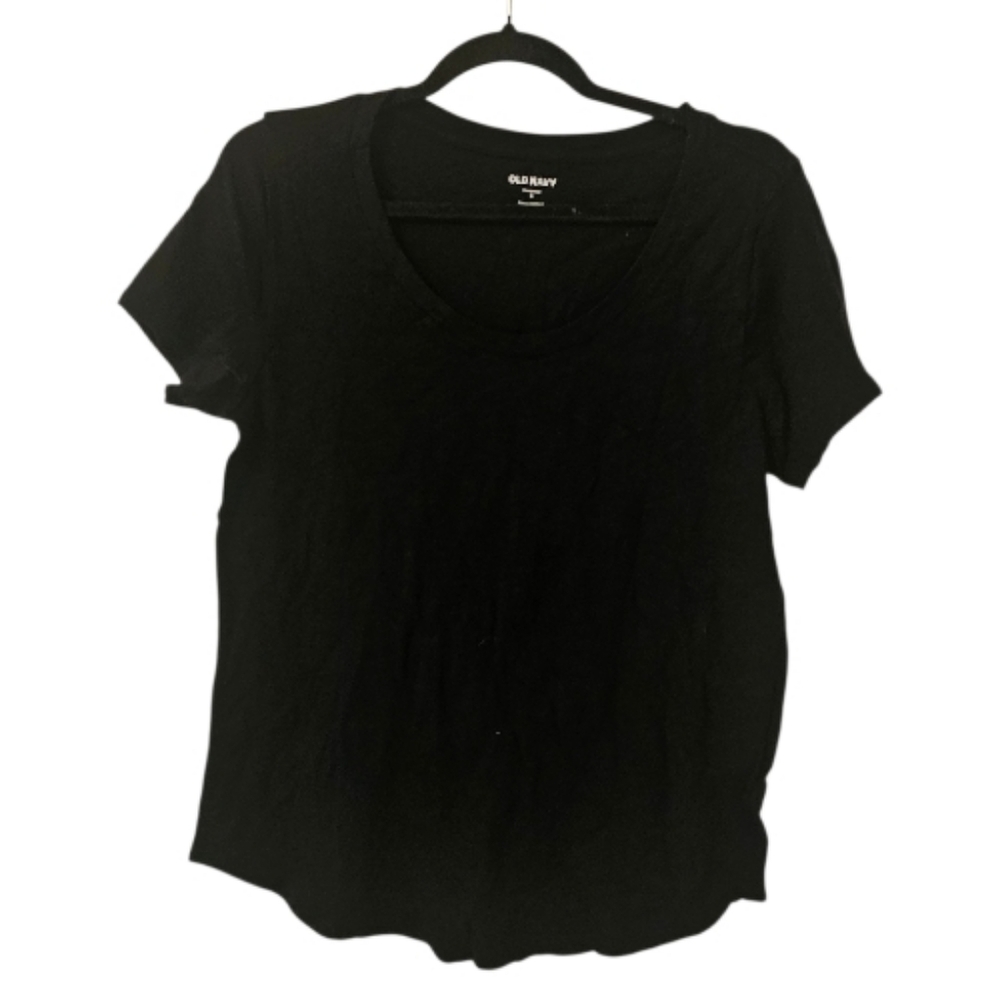 Black Old Navy Women's EveryWear Sccop-Neck Slub-Knit T-Shirt